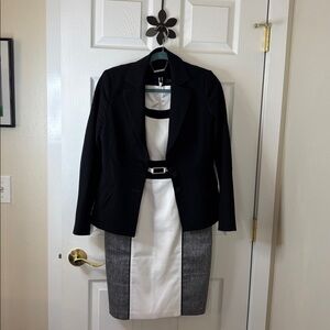 White House Black Market Suit Dress with Black Blazer Fully Lined Size 6
